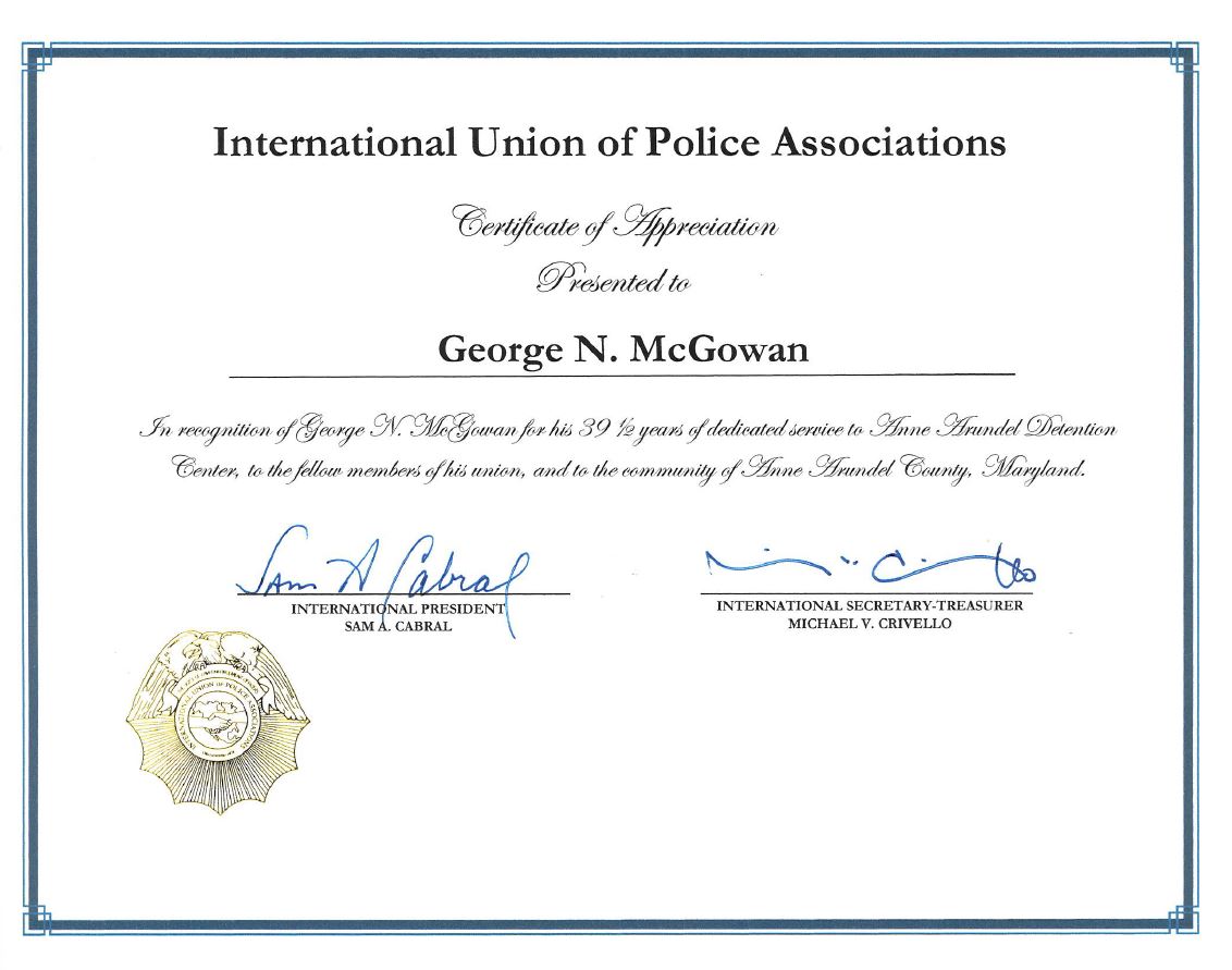 Photos of the Week from McGowan's Retirement Party in Maryland! - The  International Union of Police Associations